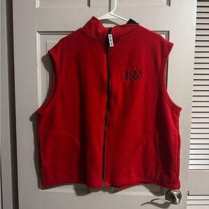 VTG Team USA Lightweight Fleece Olympic Zip Up Red Sport Vest Size XXL